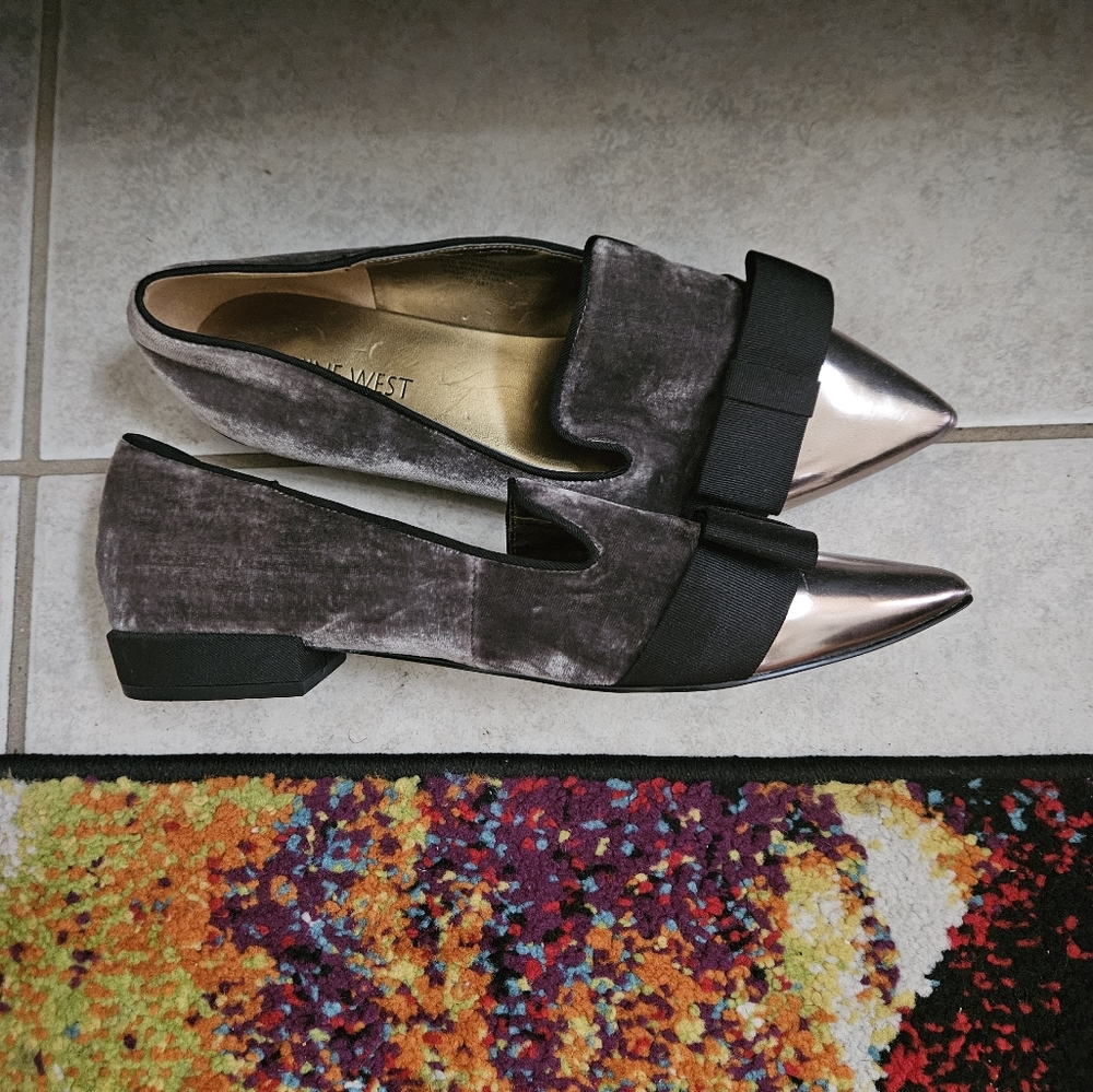 Nine West velvet and metallic flats